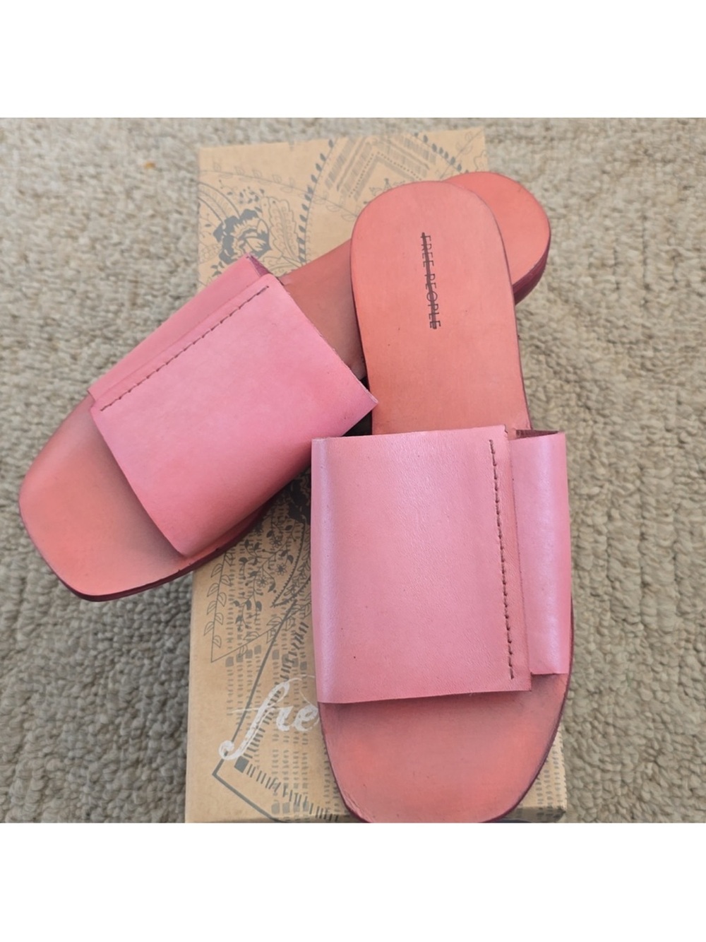 Free People Verona Pink Leather Slide Sandals